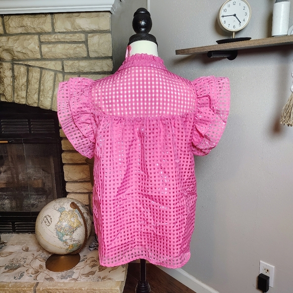 Pink Ruffled Women's Top - Picture 2 of 3